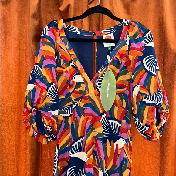 FARM Rio Multicolor V-Neck Maxi Dress with Bold Tropical Print - Picture 7 of 7